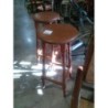 2 tabourets en bois simili cuir marron
