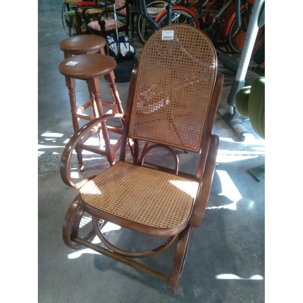 1 fauteuil rocking chair canage et bois de hêtre