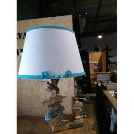lampe de chevet abajour blanc et bleu