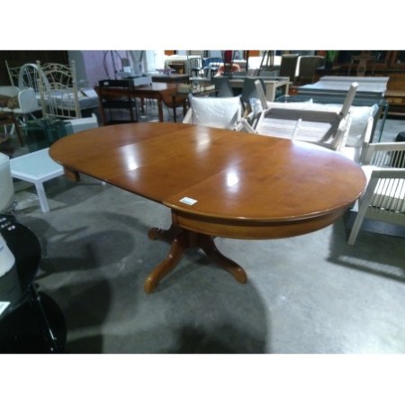 table en bois ronde + 2 ralonges