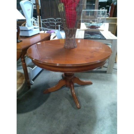 Table ronde en bois avec rallonge intégrée
