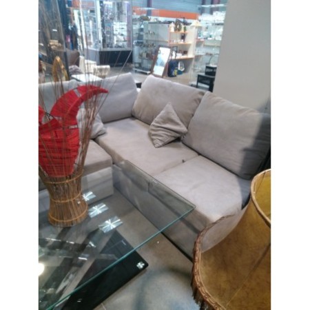Canapé d'angle convertible en tissu gris