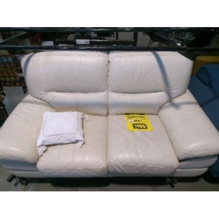 canapé creme cuir center 2 places 165 cm