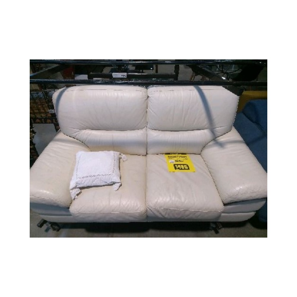 canapé creme cuir center 2 places 165 cm