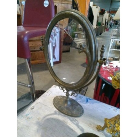 miroir bronze ancien avec figurine en deco glace brisé 