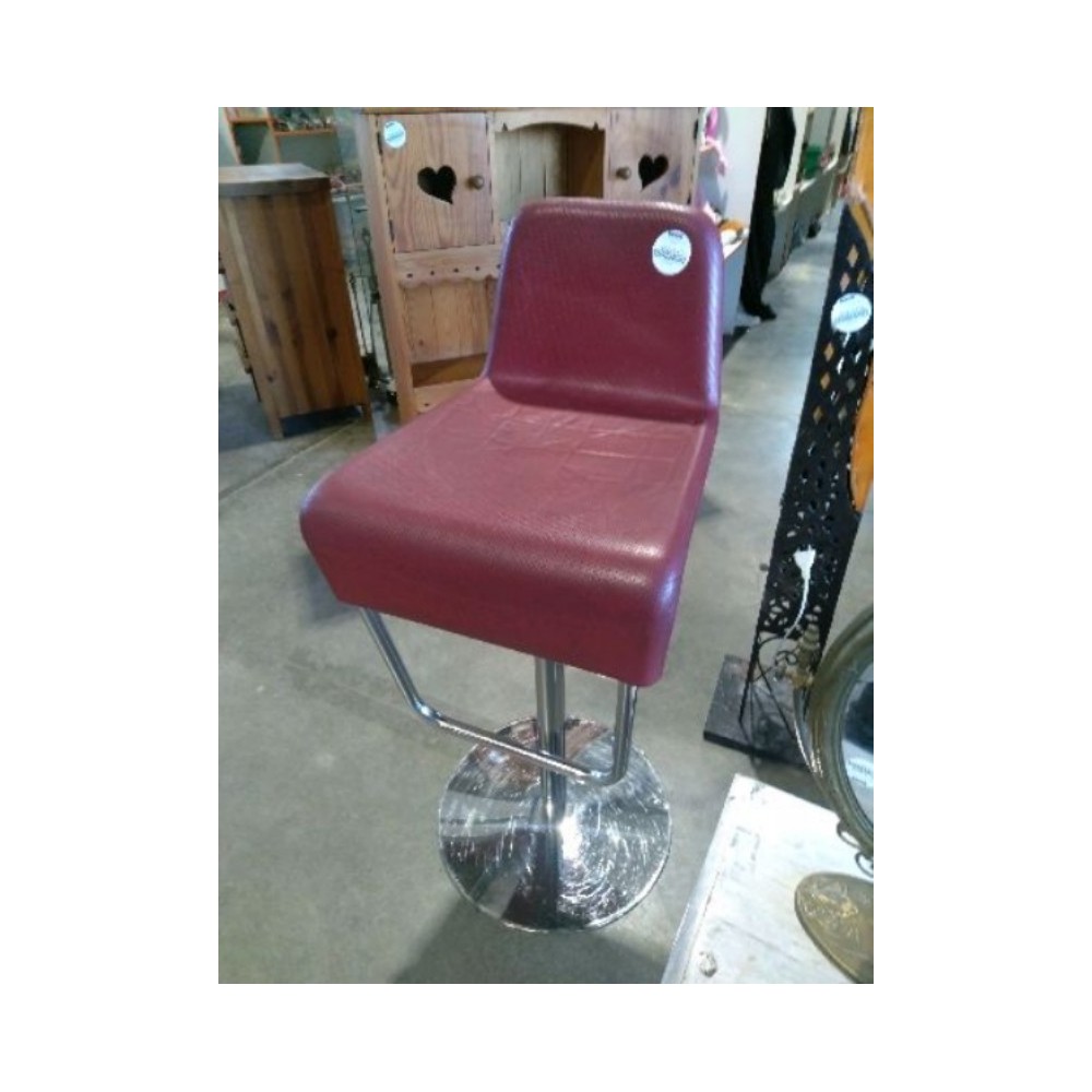 tabouret pied chrome siege bordeau 