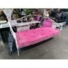 Banc fer forgé + matela rose