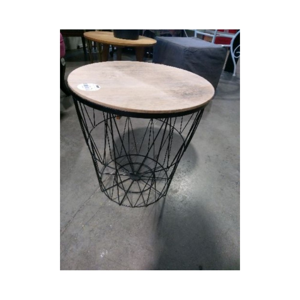 Table d'appoint ronde bois et fer