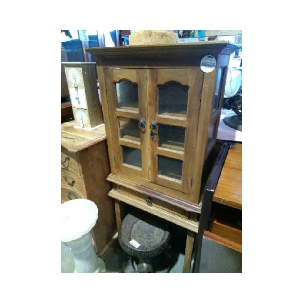 Vitrine en bois avec 1 tiroir