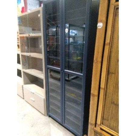 Bibliothèque vitrée bleue 80Lx30P